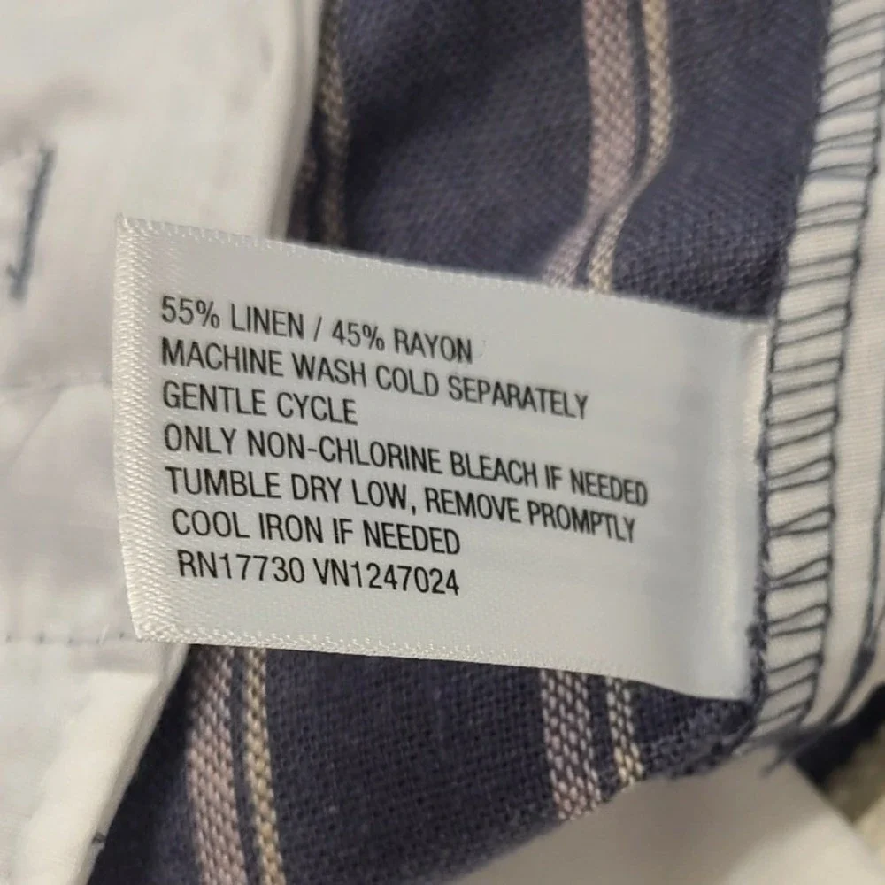 Goodfellow & Co Mens Blue White Striped Linen Blend Pull On Vacay Shorts Small